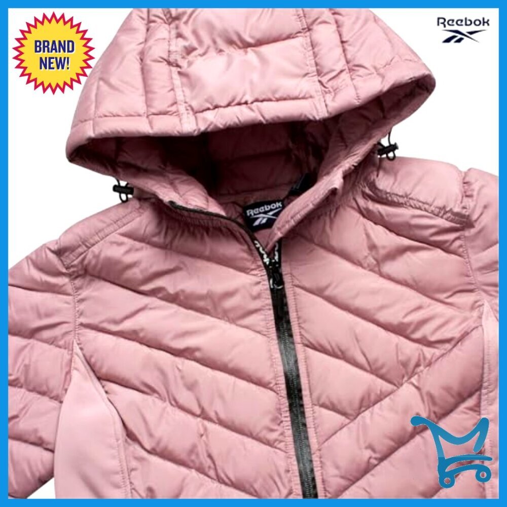 Midweight Quilted Puffer Jacket Full Zip Hooded Winter Coat Women's Outerwear - Picture 5 of 7